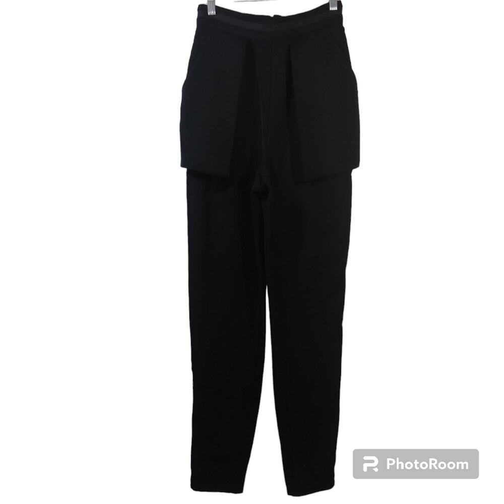 Cameo Black Edgy Trouser Pants Exposed Flap Pockets Side Ankle Zipper Size XS